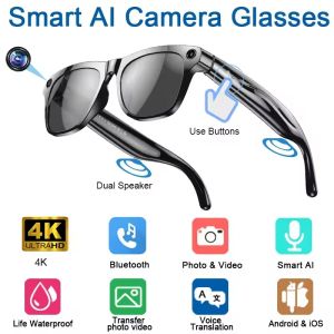 4K Smart Glasses For Xiaomi AI GPT Camera HD 260Mah Battery Voice Assistant Translate Bluetooth Call Identify Objects Smart Glasses