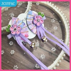 JCSYFAC Nhật Bản Kimono vải hoa gấp Fan trẻ em Phụ kiện tóc Clip tua Mũ Nón mũ barrette