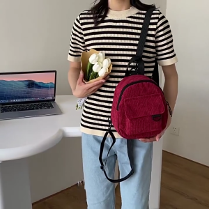 Ba lô nhung kẻ đa mục đích thời trang túi có dây kéo cho phụ nữ cô gái Đại Học Ba lô du lịch Túi Đeo Vai Thanh LịCh nhỏ gói