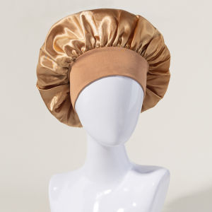 Women Satin Sleeping Hat High Elasticity Wide Brimmed Night Hair Cap Curly Hair Head Band