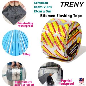 TRENY 5 METER Bitumen Flashing Tape Seal Repair Roof Crack Piping Joint Atap Penampal Zink Tampal Lubang Bumbung
