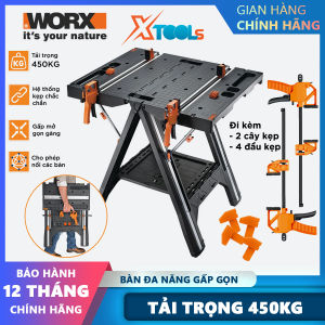 Bàn làm việc đa năng xếp gọn WORX WX051 tải trọng lên đến 450kg dễ dàng gấp gọn di chuyển mặt bàn rộng dễ thao tác có hộp đựng đồ nghề
