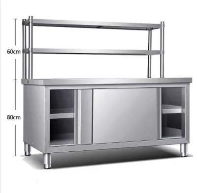 304 Stainless Steel Kitchen Cabinet Kitchen Rack Storage Cabinet Workbench and Storage Shelves Pantry Cabinet Large Storage Operating Cabinets Cupboard Working Table Preparation Table