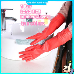 Household Gloves Laundry Gloves Kitchen Washing Gloves Long Rubber Gloves Oil-Resistant Thickened Durable Dishwashing Gloves
