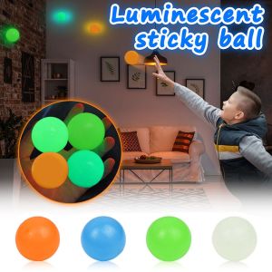 FAIRY Glowing High Bounce Sticky Ball TPR Decompression Ball Party Decoration Toy Balls Anxiety Luminous Sticky Balls Sticky Wall Ball Luminous Balls Decompression Toy