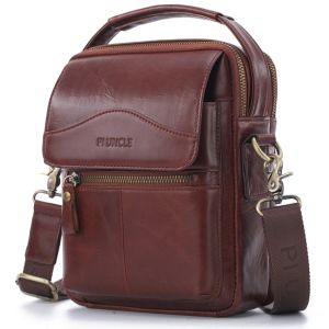 PIUNCLE Brand High Quality Vintage Genuine Leather Male Top-handle Bags Handbags Shoulder Messenger Bag For Men Genuine Leather Crossbody Bags For Men Large Capacity Business Office Handbags Shoulder Bags For Male Mens Satchels Totes Bags