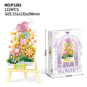 Domibro Mainan Balok Bunga Buket (LED) DIY Kreatif Untuk besar Bunga vegetatif 3D Susun Mainan