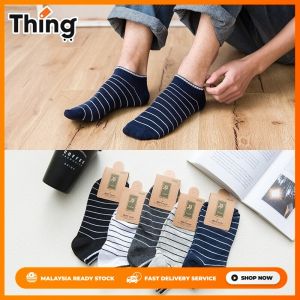 [LazChoice]Kstyle Cotton Breathable Premium Japan Quality Line Pattern Invisible Socks Silicone Soft Office College School Sport Socks Anti-skid Socks