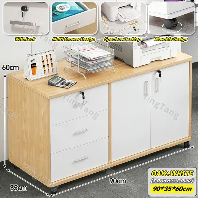 Filing Cabinet 4 Drawers Mobile Wood Cabinet With Lock File Organizer Movable Printer Drawer Table Side Lower Cabient
