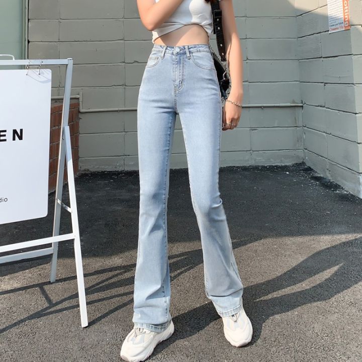 White Bell Bottom Mom Jeans Plus Size High Waist Denim Flare Pants ...