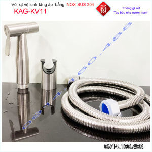 [HCM]Vòi xịt vệ sinh KAG-KV11 SUS304 xịt rửa bồn cầu inox mờ tia nước mạnh chịu áp cao lực chung cư siêu bền sử dụng tốt
