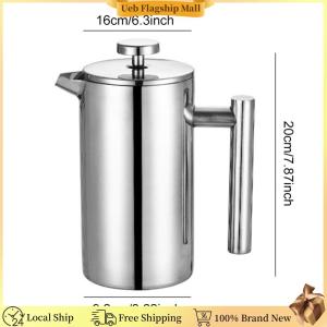 [Ueb Flagship Mall][Ueb Flagship Mall] Stainless Steel French Press Coffee Maker 12/27/34oz Camping Coffee Maker with Micro-Filter Portable Coffee Pot for Home Travel