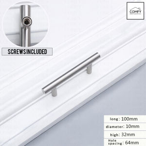 Stainless Steel Cylinder Cylindrical Cabinet Handle Drawer Pull Closet Knob with screw Hollow or Solid