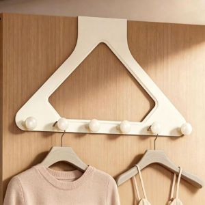 FELIZ Heavy-Duty Plastic Over-the-Door Hook Triangular Shape No Drill Design Multi-Hook Hanging Rack Heavy-Duty Side Wall Mount Hanger Rack Closet Storage