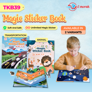 E-Morah Educational Magic Sticker Book: Learning About Cars Ships Aircraft UFOs and Space Suitable for Kids 3+ - TKB-39