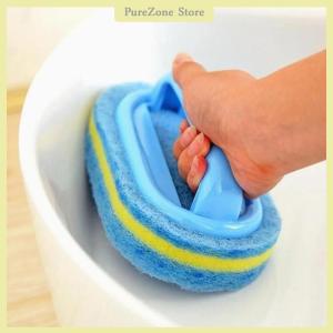 [PureZone] แปรงทำความสะอาดแบบหนาพร้อมด้ามจับอุปกรณ์ทำความสะอาดฟองน้ำสำหรับห้องครัวกระเบื้องห้องน้ำฟองน้ำทำความสะอาดคราบในบ้าน