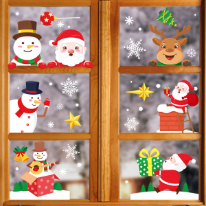 COMBO-Decal trang trí NOEL HÍT TĨNH ĐIỆN - Ông già noel và các bạn cùng nhau đón giáng sinh (7 tấm)-CDN140