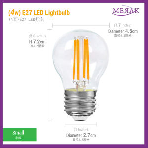 LED E27 (4W) Warm White Glass Bright Energy Saving Room Home Living Lightbulb Downlight Cerah Mentol Lampu Bulb 玻璃暖白灯丝灯泡