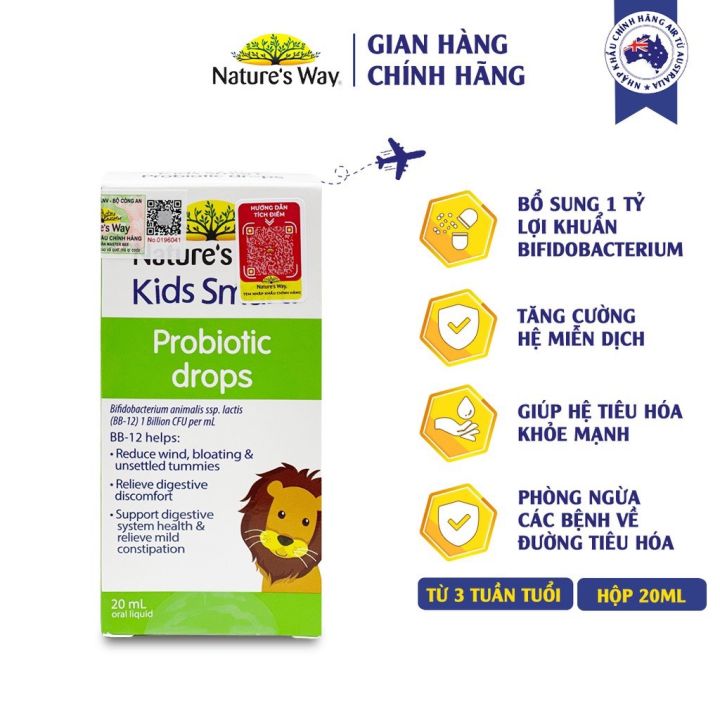 Nature's Way Kids Smart Drop Probiotic Men vi sinh 20ml