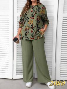 A.N show room plus size muslim long sleeve top and square pants terno set
