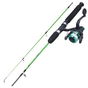 Fishing Rod Set Joran Pancing 1 Set Reel Spinning Fishing Set 5.2:1 Fishing Reel With Fishing Line 2 Sections Portable Resin Fishing Rod Combos (1.2M/1.8M/2.1M) Jigging Pantai