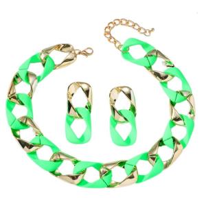 Women Colorful Earrings and Necklace Set Geometric Hip Hop Women Neck Daily Wear Set for Any Occasion