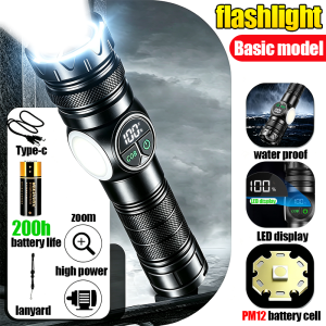 bright flashlight ABS Zoom Flashlight high power Long lasting battery life Suitable for both home and outdoor use Super long range Quad mode light source Emergency side lights flashlight
