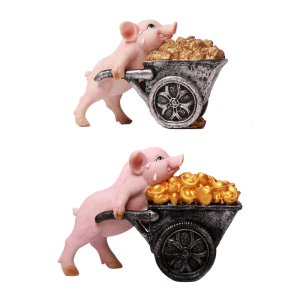 Heo con vui nhộn Tượng điêu khắc hình động vật sự giàu có Fortune Pig figurine cho sự thịnh vượng nhà và trang trí bàn làm việc cơ quan