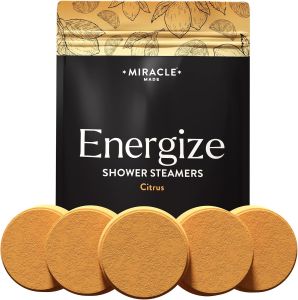 Miracle Made Citrus Mint Aromatherapy Shower Steamers – Essential Oil Shower Bombs for Relaxation Nasal Relief & Daily Self-Care – 15 Shower Melt Tablets