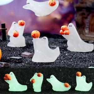 Halloweens Ghosty Figurines Resins Ghosty Statues Lights in the Darks Pumpkins Ghosty Ornament Indoor Halloweens Decors