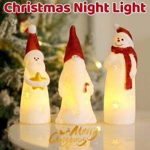 Christmas Figurine Lamps Snowman Night Light Santa Claus Styling Light Xmas Atmosphere Lamp for Home Desktop Decor