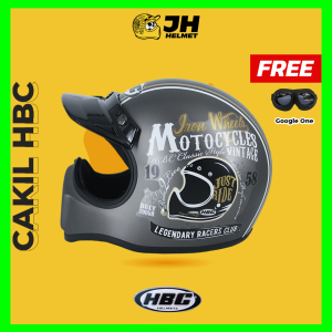 HELM CAKIL HBC JUST RIDE GREY + FREE Google ( Vespa / Klasik / Retro / Vintage / Classic )