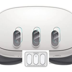 Tempered Glass Camera Lens Protectors for Meta Quest 3 Alloy Frame Anti-Scratch 9H Hardness Lens Film for Meta Quest 3