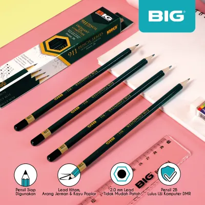 Pensil Pencil 2B BIG Standar Ujian Komputer Graphite Pencil Extra Dark PS-911-12 Pcs