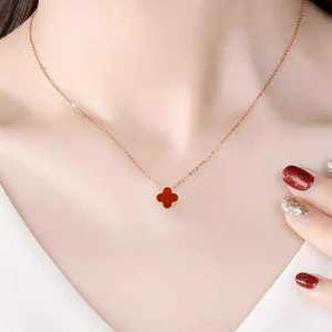 Kalung Titanium Wanita CLOVER Bunga Style Korean/Kalung Titanium Fashion Aksesoris