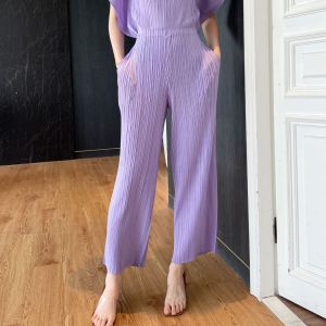 Autumn and Spring Three Seasons Miyake Folds Light Luxury Fashion Casual All-match Temperament Commuter Nine-point Pants 8312