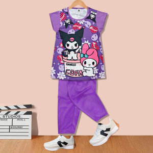 Kids Terno For tshirt+pants Girls Set Babae Cartoon Clothing Child Tops UGA036