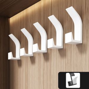 HCHC MALL 5PCS Móc treo Móc Đôi không khoan Móc chìa khóa Móc treo tường Móc treo khăn màu trắng đen Phụ kiện nhà bếp Giá để đồ Móc áo khoác quần áo Phòng tắm