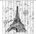 Eiffel Tower Shower Curtain R Hand-Painted Postmar Seal France Romantic European Paris City Architectural Cultural Landmark Printing Fabric Bathroom Decor Curtain Set with Hook. 
