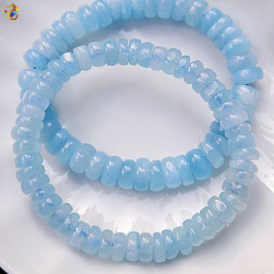 Premium Grade Pastel Sky Blue Icy Aquamarine Abacus Free Form Bracelet