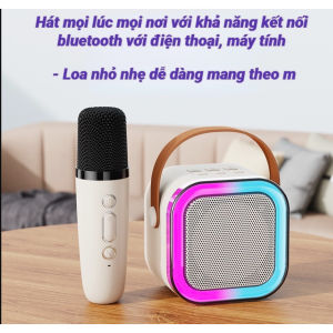 ( KÈM SẴN 2 MÍC ) Bộ Loa Bluetooth Karaoke Mini K12 Kèm 2 Mic Không Dây - Thiết Kế Đèn Lồng Thời Trang Tiện Lợi Mang Theo - Bảo Hành Lỗi 1 Đổi 1
