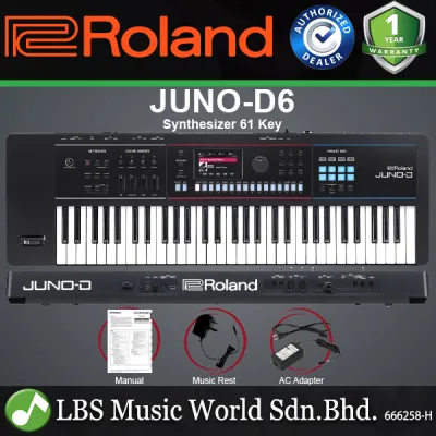 Roland JUNO-D6 61 Key Stage Keyboard Synthesizer with Synth Action (JUNO D6)