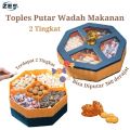 ZY03-Toples Motif  Rusa Matahari Bisa Putar Toples Makanan 2 Tingkat. 