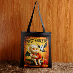 Túi xách nữ phong cách trung cổ retro chủ đề Halloween họa tiết minh họa thời trang túi kẹp nách đựng laptop đa năng phong cách thường ngày.