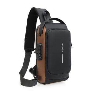 Sling Bag for Men Women Waterproof Crossbody Bag with Combination Lock & USB Charging Hole  Anti-theft Trendy Casual Shoulder Bag Chest Bag Motorcycle Sports Travel