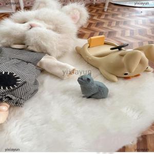 [COD] yixiayun 1 12 Dollhouse Imitation Sheepskin Plush Rug Model Dollhouse Bedroom Living Room Floor Mat Decoration Doll House Accessories