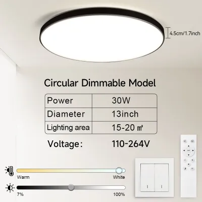 CHENBEN 3 Color Change LED Ceiling Lamp 30W Ultra-thin Dimmable Ceiling Light Fixtures with Remote Control for Bedroom Living Room Kitchen Home Lighting