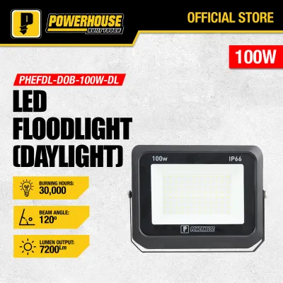 Powerhouse Daylight LED Floodlight Electric Outdoor Solar Street Security Power Light -DOB-100W-DL - PHE