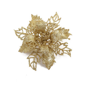 5pcs Glitter Artifical Christmas Flowers Christmas Tree Decorations for Home Fake Flowers Xmas Ornaments New Year Decor