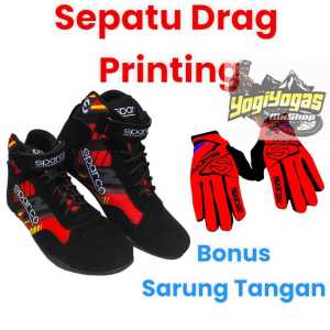 sepatu drag race printing BONUS sarung tangan sepatu balap ORANGE ful printing sepatu gokar slalom terlaris kualitas premium